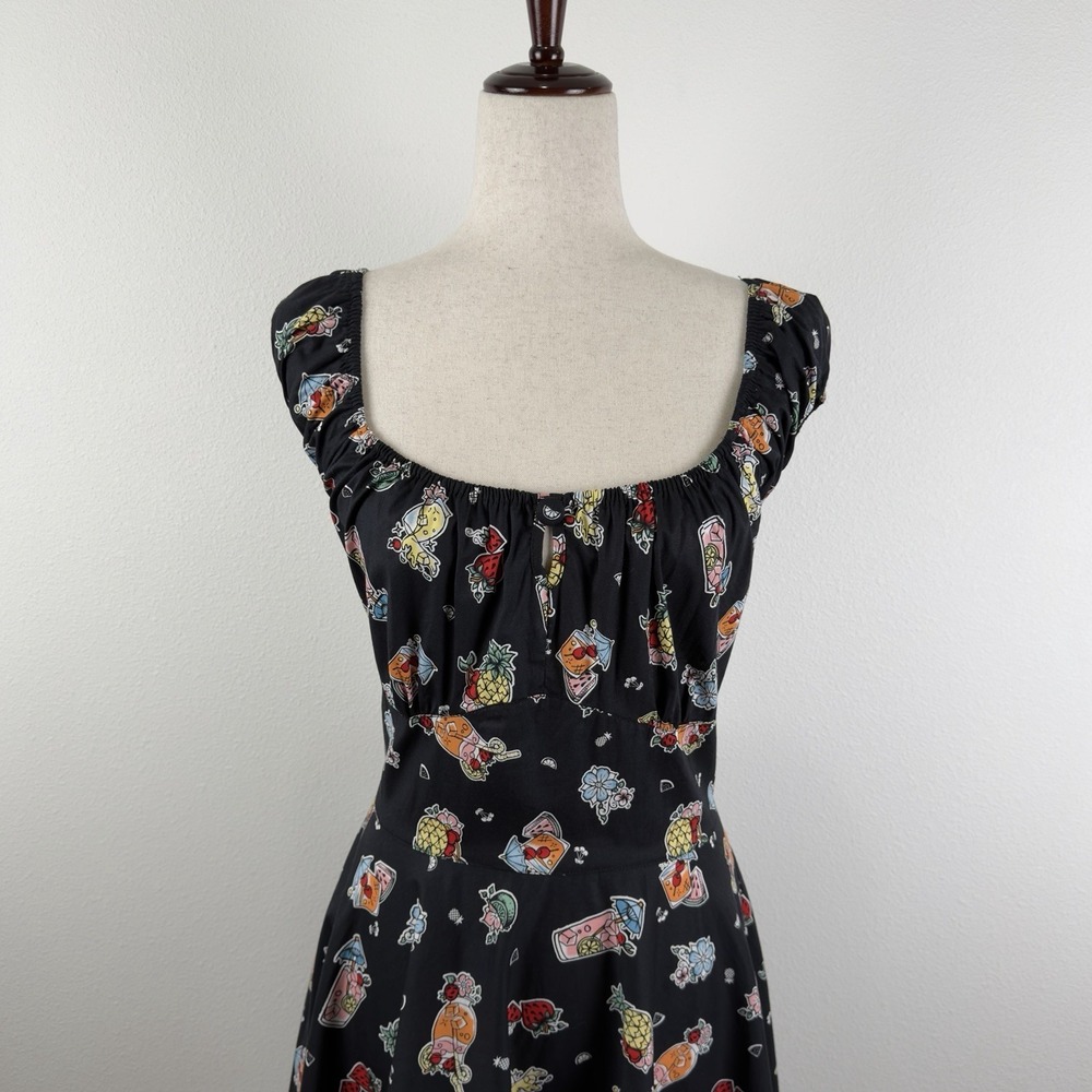Hell Bunny Dress Womens XL Pina Colada Rockabilly Swing Cocktail Novelty Retro - Picture 4 of 16